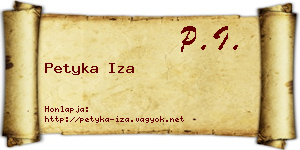 Petyka Iza névjegykártya